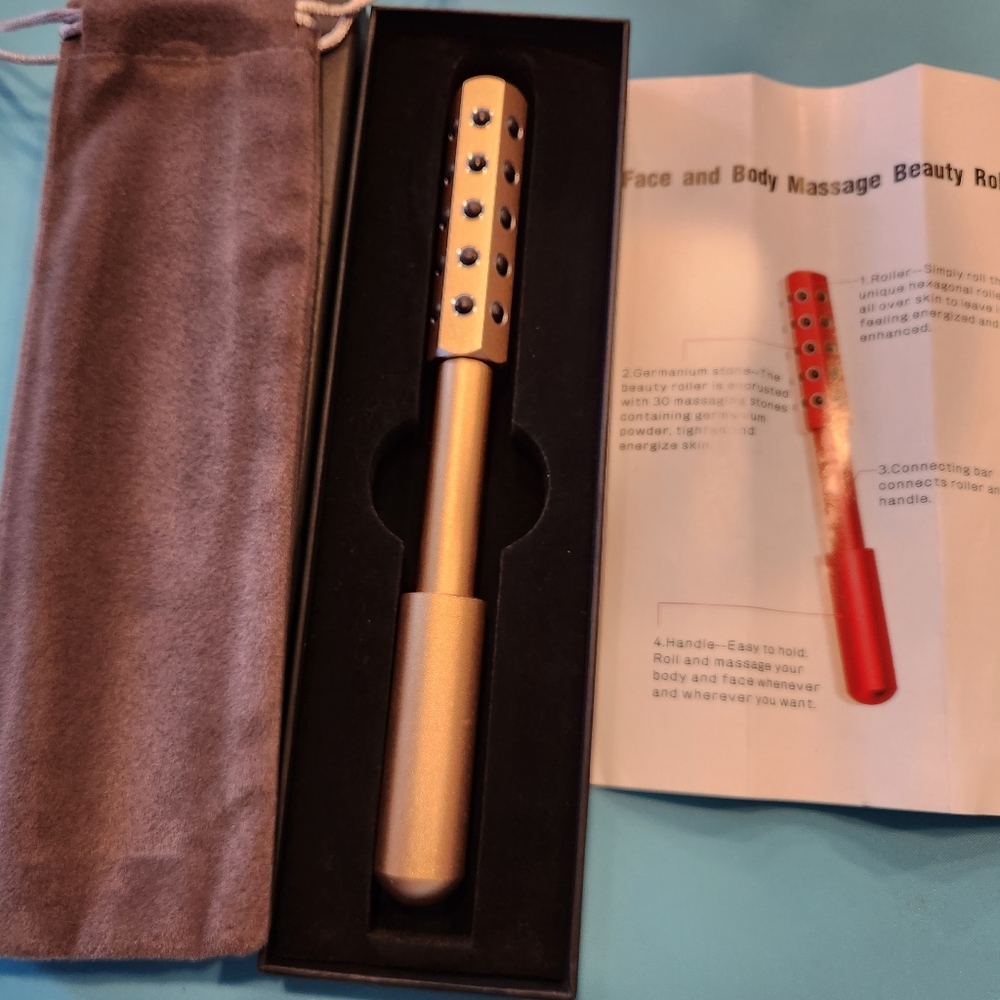 Face and Body Massage Beauty Roller,  Germanium Stone, Rose or Gold in color